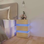 vidaXL Noptieră cu LED, alb/stejar sonoma, 45x35x67 cm, lemn prelucrat vidaXL Noptieră cu LED, alb/stejar sonoma, 45x35x67 cm, lemn prelucrat