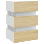 vidaXL Noptieră cu LED, alb/stejar sonoma, 45x35x67 cm, lemn prelucrat vidaXL Noptieră cu LED, alb/stejar sonoma, 45x35x67 cm, lemn prelucrat