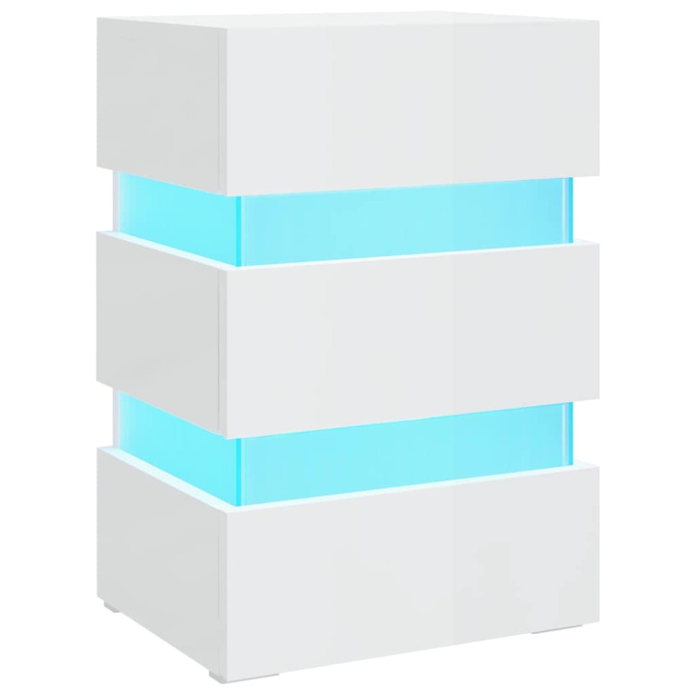 vidaXL Dulap noptieră cu LED alb extralucios 45x35x67cm lemn prelucrat