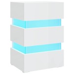 vidaXL Dulap noptieră cu LED alb extralucios 45x35x67cm lemn prelucrat vidaXL Dulap noptieră cu LED alb extralucios 45x35x67cm lemn prelucrat
