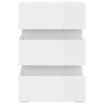 vidaXL Dulap noptieră cu LED alb extralucios 45x35x67cm lemn prelucrat vidaXL Dulap noptieră cu LED alb extralucios 45x35x67cm lemn prelucrat