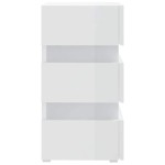 vidaXL Dulap noptieră cu LED alb extralucios 45x35x67cm lemn prelucrat vidaXL Dulap noptieră cu LED alb extralucios 45x35x67cm lemn prelucrat