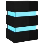 vidaXL Dulap noptieră cu LED negru lucios 45x35x67cm lemn prelucrat vidaXL Dulap noptieră cu LED negru lucios 45x35x67cm lemn prelucrat