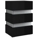 vidaXL Dulap noptieră cu LED negru lucios 45x35x67cm lemn prelucrat vidaXL Dulap noptieră cu LED negru lucios 45x35x67cm lemn prelucrat