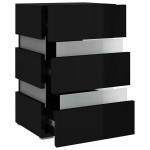 vidaXL Dulap noptieră cu LED negru lucios 45x35x67cm lemn prelucrat vidaXL Dulap noptieră cu LED negru lucios 45x35x67cm lemn prelucrat
