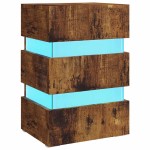 vidaXL Dulap noptieră cu LED, stejar afumat, 45x35x67cm lemn prelucrat vidaXL Dulap noptieră cu LED, stejar afumat, 45x35x67cm lemn prelucrat