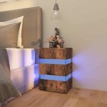 vidaXL Dulap noptieră cu LED, stejar afumat, 45x35x67cm lemn prelucrat vidaXL Dulap noptieră cu LED, stejar afumat, 45x35x67cm lemn prelucrat