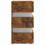 vidaXL Dulap noptieră cu LED, stejar afumat, 45x35x67cm lemn prelucrat vidaXL Dulap noptieră cu LED, stejar afumat, 45x35x67cm lemn prelucrat