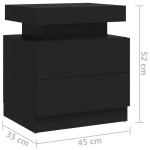 vidaXL Noptieră, negru, 45x35x52 cm, lemn prelucrat