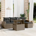 vidaXL Set mobilier grădină cu perne, 6 piese, gri, poliratan