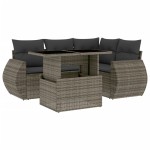 vidaXL Set canapea de grădină cu perne, 5 piese, gri, poliratan