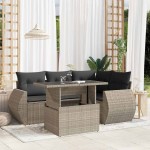 vidaXL Set canapele de grădină cu perne, 5 piese gri deschis poliratan vidaXL Set canapele de grădină cu perne, 5 piese gri deschis poliratan