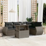 vidaXL Set mobilier grădină cu perne, 6 piese, gri, poliratan vidaXL Set mobilier grădină cu perne, 6 piese, gri, poliratan