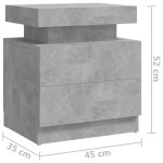 vidaXL Noptieră, gri beton, 45x35x52 cm, lemn prelucrat