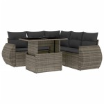 vidaXL Set mobilier grădină cu perne, 6 piese, gri, poliratan vidaXL Set mobilier grădină cu perne, 6 piese, gri, poliratan