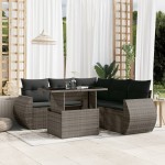 vidaXL Set mobilier grădină cu perne, 6 piese, gri, poliratan vidaXL Set mobilier grădină cu perne, 6 piese, gri, poliratan