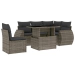 vidaXL Set mobilier grădină cu perne, 6 piese, gri, poliratan