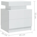 vidaXL Noptieră, alb extralucios, 45x35x52 cm, lemn prelucrat