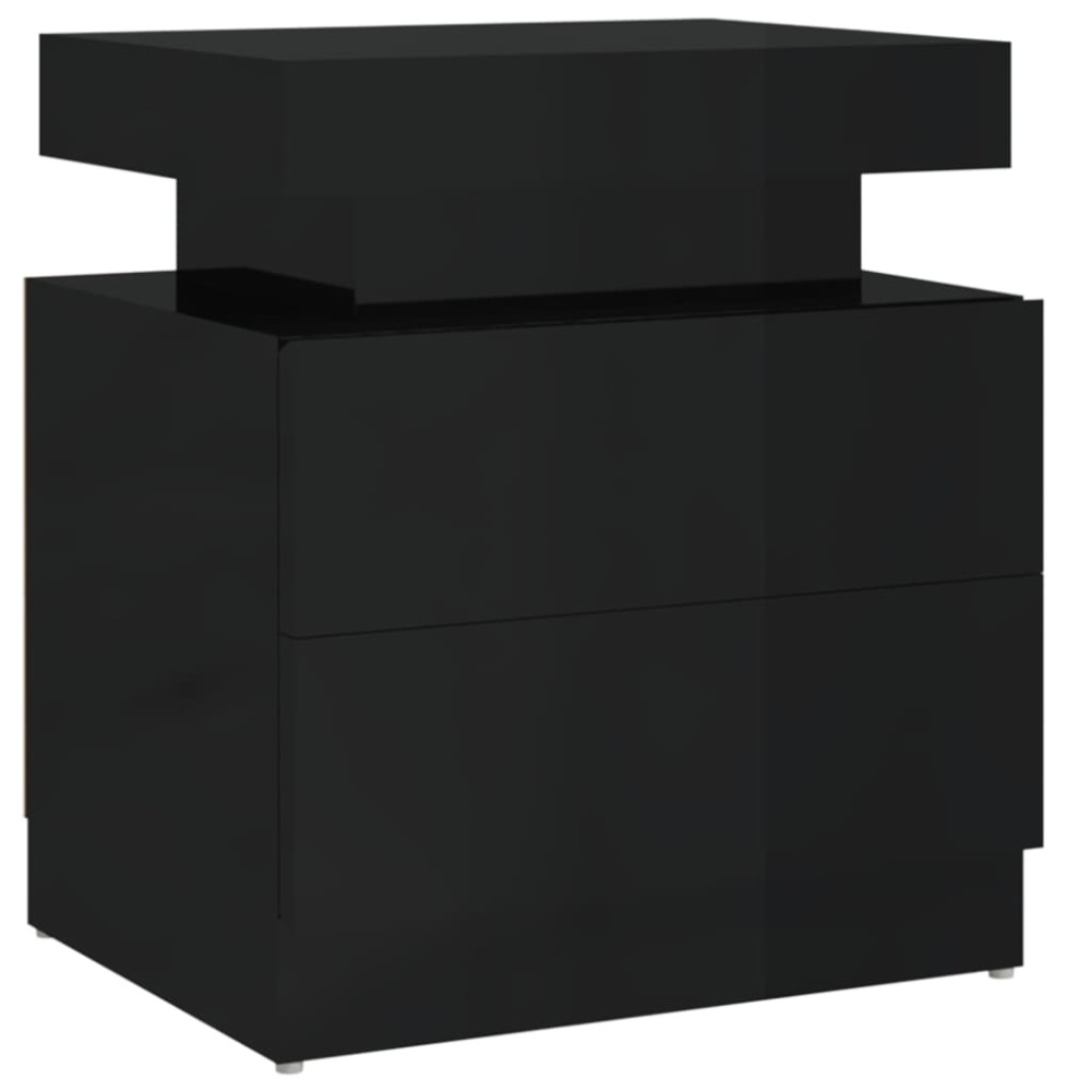 vidaXL Noptieră, negru extralucios, 45x35x52 cm, lemn prelucrat
