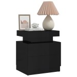 vidaXL Noptieră, negru extralucios, 45x35x52 cm, lemn prelucrat vidaXL Noptieră, negru extralucios, 45x35x52 cm, lemn prelucrat