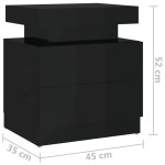 vidaXL Noptieră, negru extralucios, 45x35x52 cm, lemn prelucrat vidaXL Noptieră, negru extralucios, 45x35x52 cm, lemn prelucrat