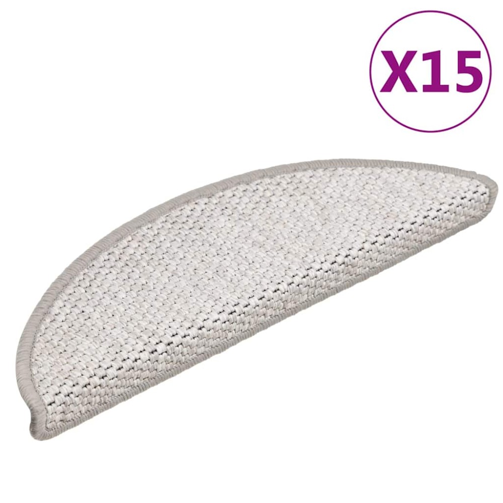 vidaXL Covoraș scări autoadeziv aspect sisal 15 buc. platină 56x17x3cm