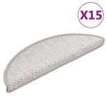 vidaXL Covoraș scări autoadeziv aspect sisal 15 buc. platină 56x17x3cm