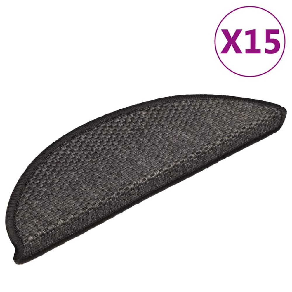 vidaXL Covorașe scări autoadezive 15 buc antracit 56x17x3 aspect sisal
