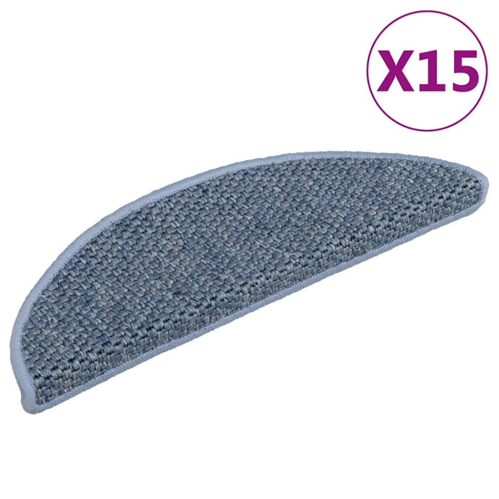 vidaXL Covoraș scări autoadeziv 15 buc. albastru, 56x17x3 aspect sisal