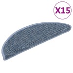 vidaXL Covoraș scări autoadeziv 15 buc. albastru, 56x17x3 aspect sisal