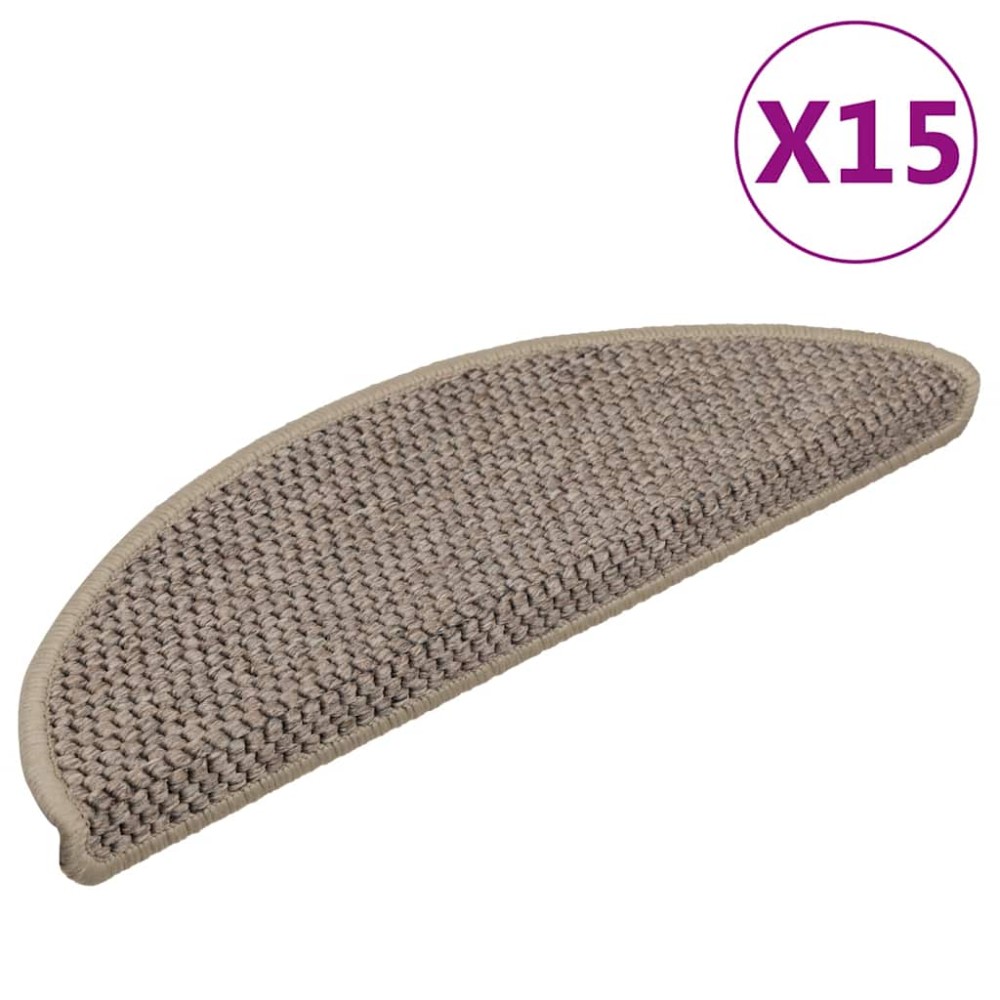 vidaXL Covorașe scări autoadezive aspect sisal, 15 buc. bej 56x17x3cm