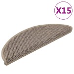 vidaXL Covorașe scări autoadezive aspect sisal, 15 buc. bej 56x17x3cm