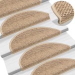 vidaXL Covorașe scări autoadezive 15 buc. nisipiu 56x17x3 aspect sisal