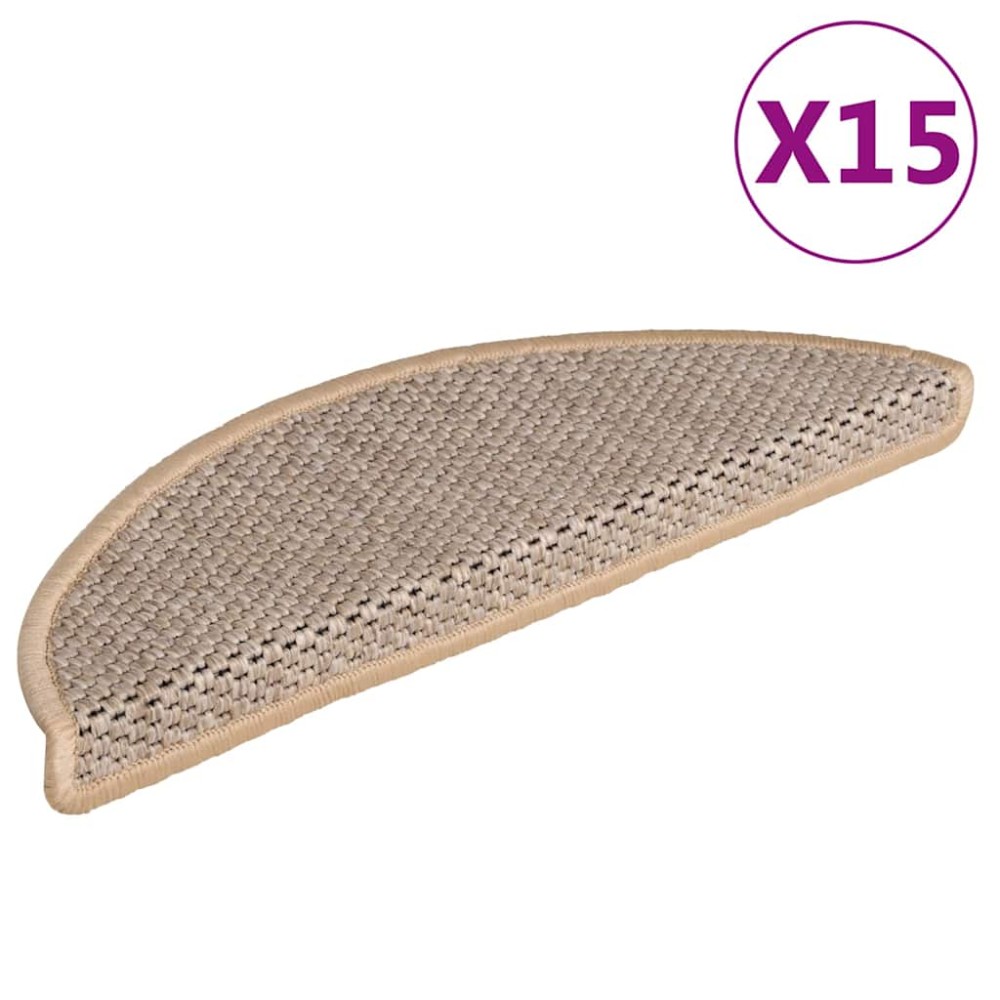 vidaXL Covorașe scări autoadezive 15 buc. bej deschis 56x17x3cm sisal