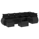 vidaXL Set mobilier de grădină cu perne, 8 piese, negru, poliratan