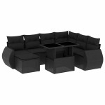 vidaXL Set mobilier de grădină cu perne, 8 piese, negru, poliratan vidaXL Set mobilier de grădină cu perne, 8 piese, negru, poliratan