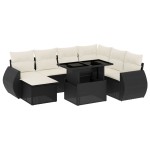 vidaXL Set mobilier de grădină cu perne, 8 piese, negru, poliratan vidaXL Set mobilier de grădină cu perne, 8 piese, negru, poliratan