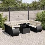 vidaXL Set canapele de grădină cu perne, 10 piese, negru, poliratan vidaXL Set canapele de grădină cu perne, 10 piese, negru, poliratan