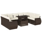 vidaXL Set canapele de grădină cu perne, 10 piese, maro, poliratan