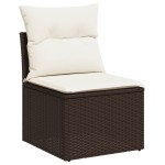 vidaXL Set canapele de grădină cu perne, 10 piese, maro, poliratan