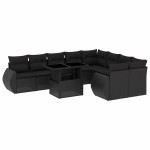 vidaXL Set canapele de grădină cu perne, 10 piese, negru, poliratan