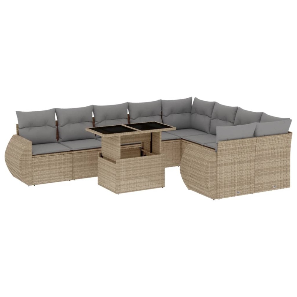vidaXL Set canapele de grădină cu perne, 10 piese, bej, poliratan