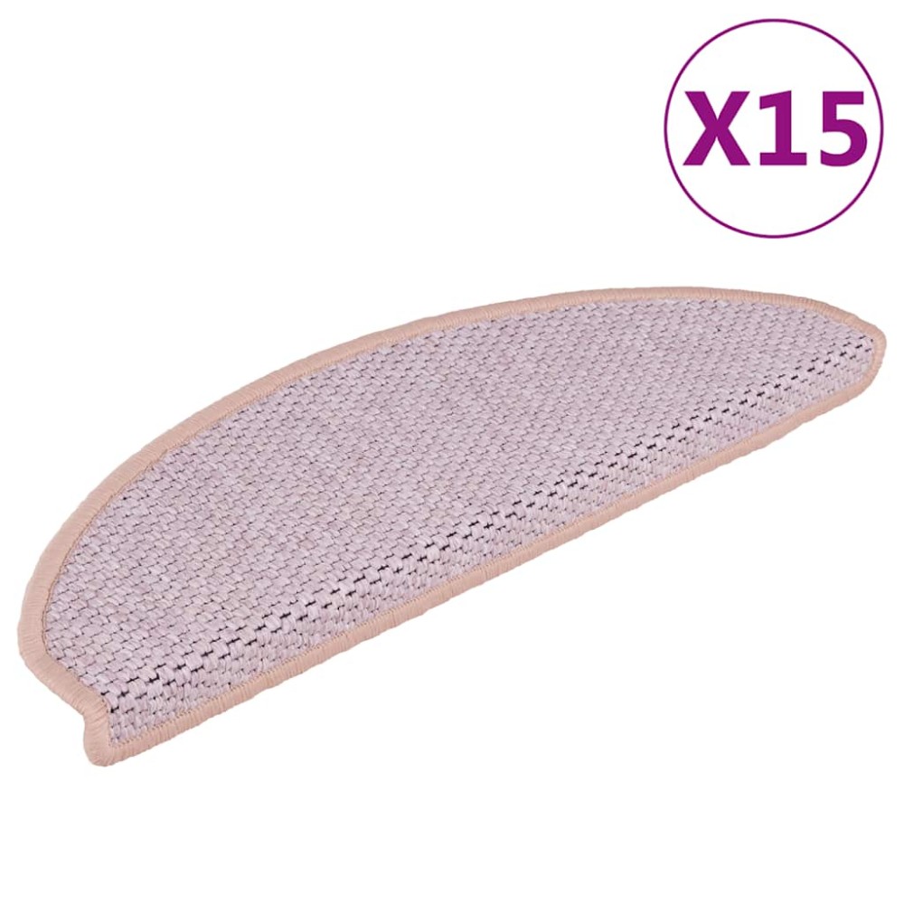 vidaXL Covorașe scări autoadezive 15 buc. roz 65x21x4 cm aspect sisal