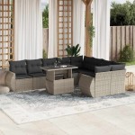 vidaXL Set canapele de grădină cu perne 10 piese gri deschis poliratan vidaXL Set canapele de grădină cu perne 10 piese gri deschis poliratan