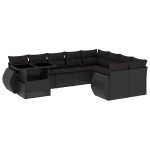 vidaXL Set canapele de grădină cu perne, 10 piese, negru, poliratan vidaXL Set canapele de grădină cu perne, 10 piese, negru, poliratan