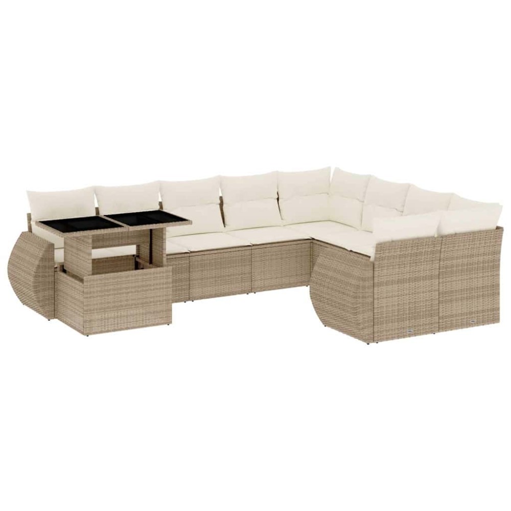 vidaXL Set canapele de grădină cu perne, 10 piese, bej, poliratan