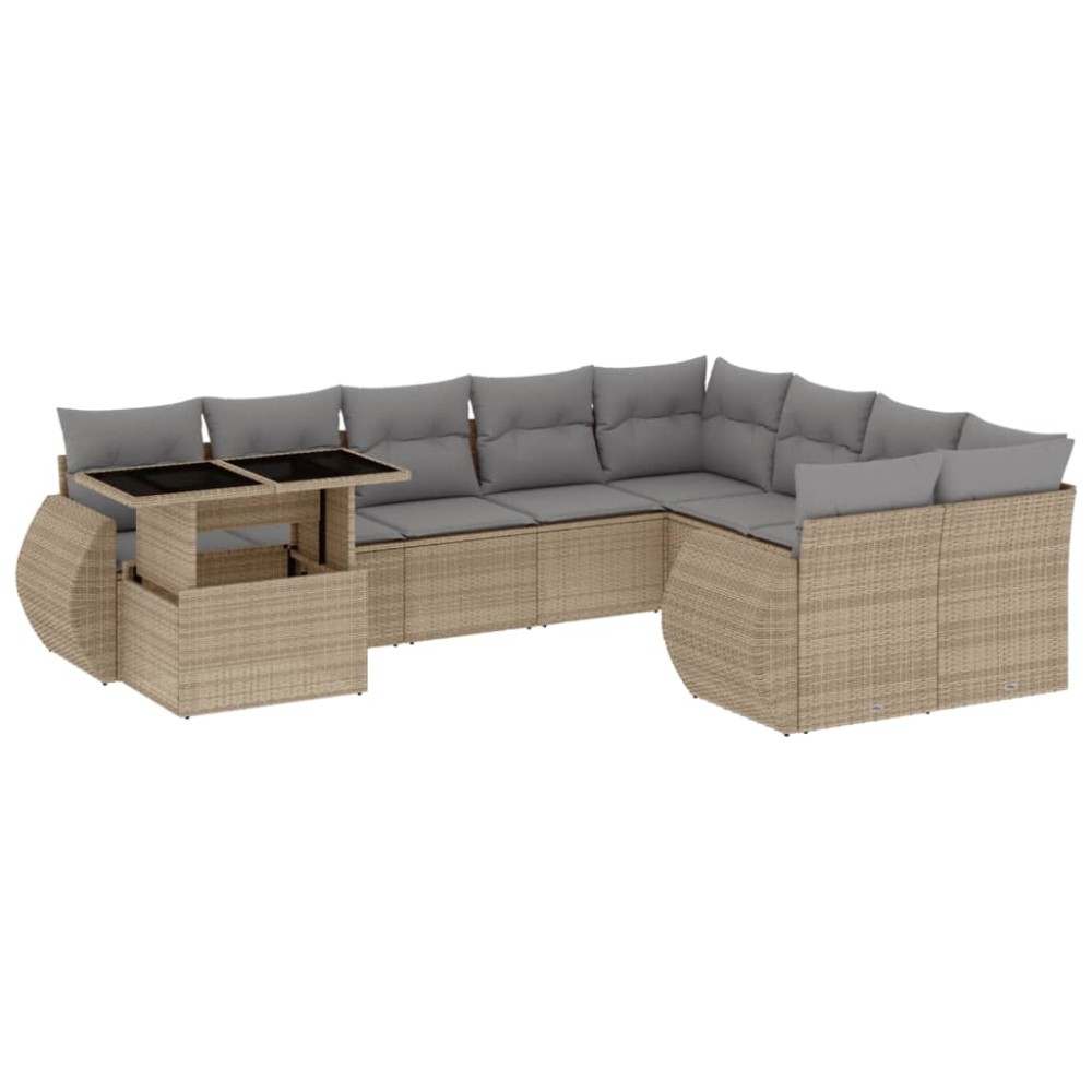 vidaXL Set canapele de grădină cu perne, 10 piese, bej, poliratan