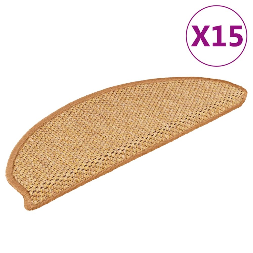 vidaXL Covorașe scări autoadezive, 15 buc. portocaliu 65x21x4cm, sisal