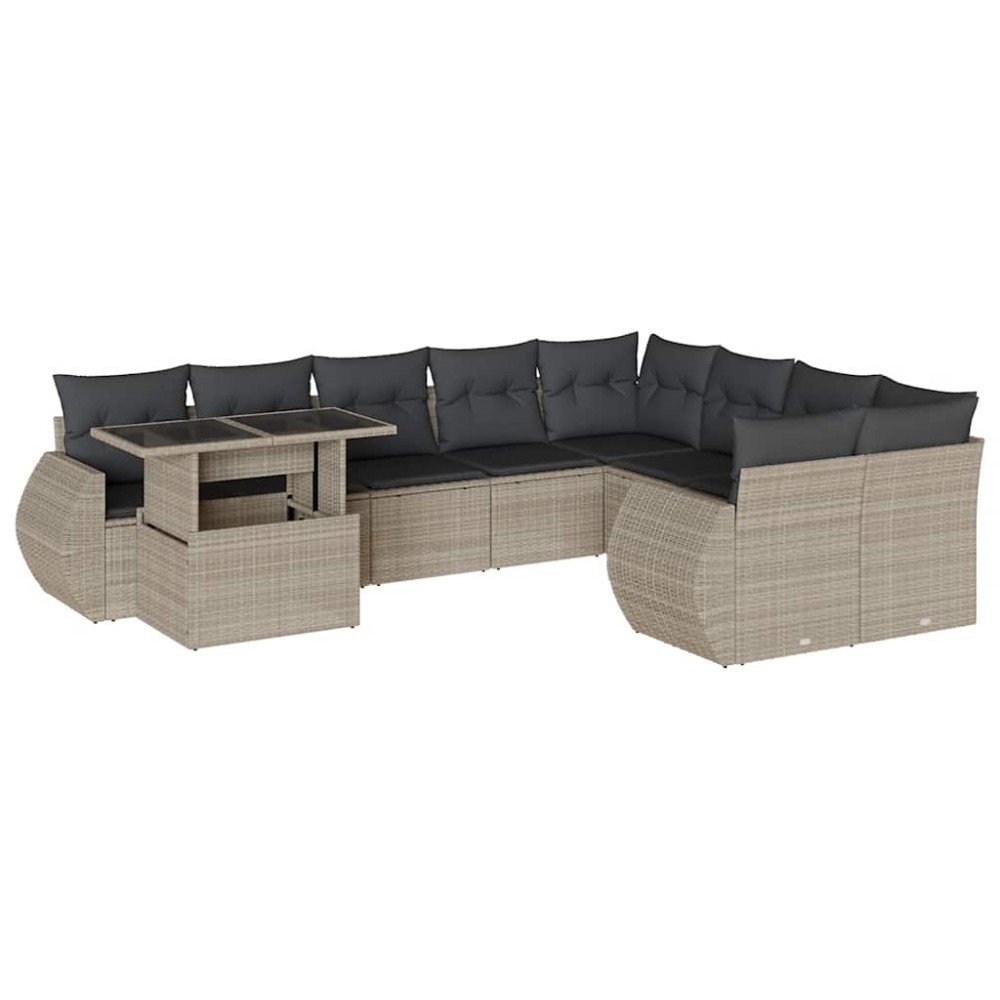 vidaXL Set canapele de grădină cu perne 10 piese gri deschis poliratan