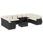 vidaXL Set canapele de grădină cu perne, 11 piese, negru, poliratan